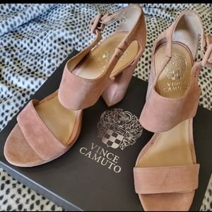 Vince Camuto "Jayvid" Suede Rose Bud Heels